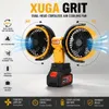 XUGA GRIT Cordless Dual-Head Air Cooling Fan, Battery Powered Portable Fan with 360° Rotation, Brushless Motor, Lithium Battery, Emergency Power Bank, 35–39 dB Low Noise Fan for Home, Outdoor, Garage & Travel
