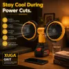 XUGA GRIT Cordless Dual-Head Air Cooling Fan, Battery Powered Portable Fan with 360° Rotation, Brushless Motor, Lithium Battery, Emergency Power Bank, 35–39 dB Low Noise Fan for Home, Outdoor, Garage & Travel