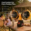 XUGA GRIT Cordless Dual-Head Air Cooling Fan, Battery Powered Portable Fan with 360° Rotation, Brushless Motor, Lithium Battery, Emergency Power Bank, 35–39 dB Low Noise Fan for Home, Outdoor, Garage & Travel