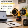 XUGA GRIT Cordless Dual-Head Air Cooling Fan, Battery Powered Portable Fan with 360° Rotation, Brushless Motor, Lithium Battery, Emergency Power Bank, 35–39 dB Low Noise Fan for Home, Outdoor, Garage & Travel