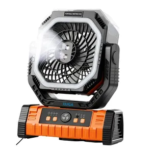 XUGA GRIT-G Portable Fan with LED Light, 8000mAh Battery Powered Camping Fan, 4 Speed Settings, Brushless Motor, 5V Rechargeable Outdoor Fan for Home, Camping, Travel, Garage & Power Cuts