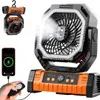 XUGA GRIT-G Portable Fan with LED Light, 8000mAh Battery Powered Camping Fan, 4 Speed Settings, Brushless Motor, 5V Rechargeable Outdoor Fan for Home, Camping, Travel, Garage & Power Cuts