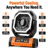 XUGA GRIT-G Portable Fan with LED Light, 8000mAh Battery Powered Camping Fan, 4 Speed Settings, Brushless Motor, 5V Rechargeable Outdoor Fan for Home, Camping, Travel, Garage & Power Cuts