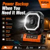 XUGA GRIT-G Portable Fan with LED Light, 8000mAh Battery Powered Camping Fan, 4 Speed Settings, Brushless Motor, 5V Rechargeable Outdoor Fan for Home, Camping, Travel, Garage & Power Cuts