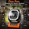 XUGA GRIT-G Portable Fan with LED Light, 8000mAh Battery Powered Camping Fan, 4 Speed Settings, Brushless Motor, 5V Rechargeable Outdoor Fan for Home, Camping, Travel, Garage & Power Cuts
