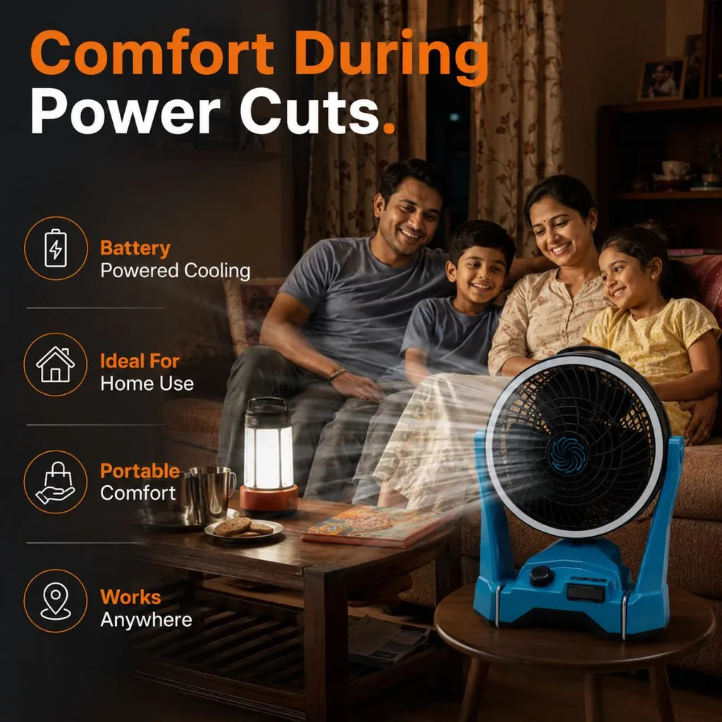 Xuga BEAST Portable Battery Powered Fan, Cordless Fan with Brushless Motor, Strong Air Flow, Adjustable Speed, Cooling Fan for Home, Outdoor, Camping, & Automotive Use