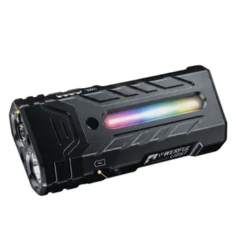 XUGA Stark Akma Series  LED Flashlight, High Power Rechargeable Torch Light with RGB Ambient Light, Flood Beam, IP54 Rated Portable Flashlight for Emergency, Camping, Hiking & Travel