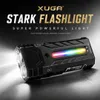 XUGA Stark Akma Series  LED Flashlight, High Power Rechargeable Torch Light with RGB Ambient Light, Flood Beam, IP54 Rated Portable Flashlight for Emergency, Camping, Hiking & Travel