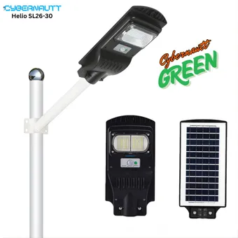 Cybernautt Helio SL26-30 30W Solar Powered LED Flood Light - 5000K Daylight, 12000mAh Battery, IP65 Waterproof for Outdoor Garden, Yard, and Security Lighting