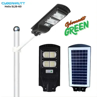 Cybernautt Helio SL26-60 60W Solar Powered LED Flood Light - 5000K Daylight, 12000mAh Battery, IP65 Waterproof for Outdoor Garden, Yard, and Security Lighting