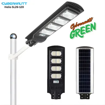 Cybernautt Helio SL26-120 120W Solar Powered LED Flood Light - 5000K Daylight, 12000mAh Battery, IP65 Waterproof for Outdoor Garden, Yard, and Security Lighting
