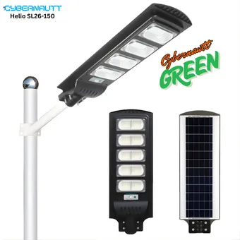 Cybernautt Helio SL26-150 150W Solar Powered LED Flood Light - 5000K Daylight, 15000mAh Battery, IP65 Waterproof for Outdoor Garden, Yard, and Security Lighting