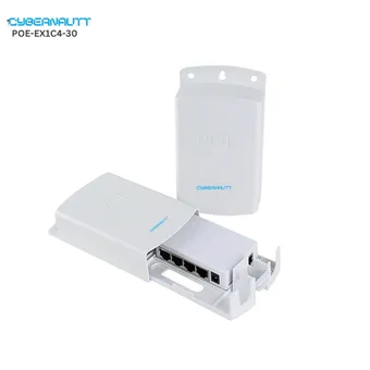 Cybernautt 30W 4 Port 10/100Mbps Wall Mounted PoE Extender Repeater Device, POE-EX1C4-30