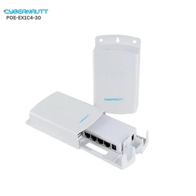 Cybernautt 30W 4 Port 10/100Mbps Wall Mounted PoE Extender Repeater Device, POE-EX1C4-30