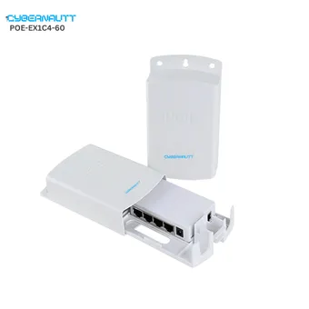 Cybernautt 60W 4 Port 10/100Mbps Wall Mounted PoE Extender Repeater Device, POE-EX1C4-60