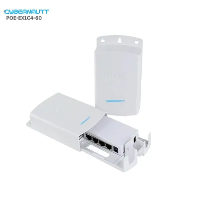 Cybernautt 60W 4 Port 10/100Mbps Wall Mounted PoE Extender Repeater Device, POE-EX1C4-60
