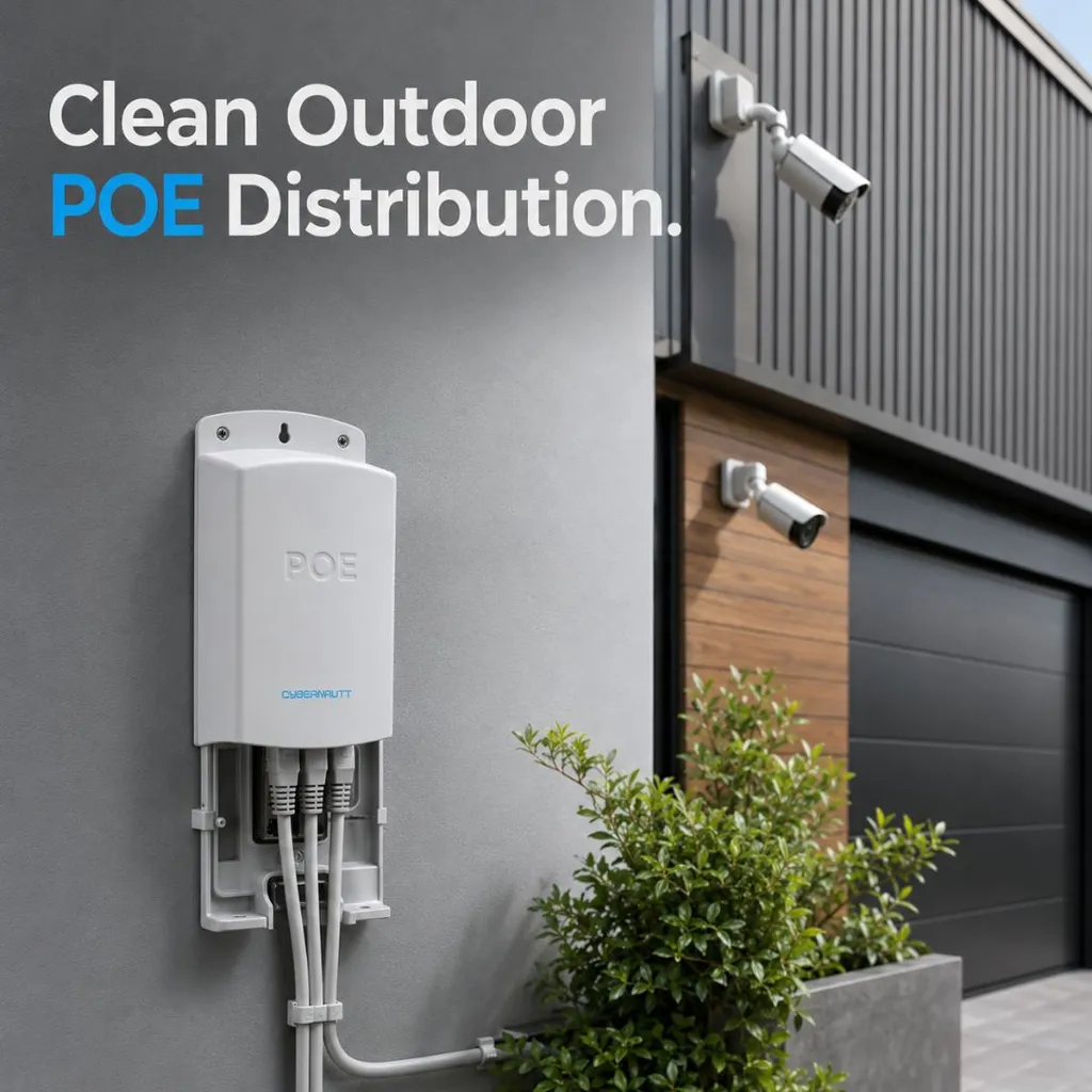 Cybernautt 60W 4 Port 10/100Mbps Wall Mounted PoE Extender Repeater Device, POE-EX1C4-60