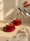 Heem Decor | Rumi | Red Ceramic Espresso Cup & Saucer Set of 2