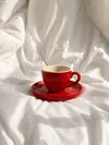 Heem Decor | Rumi | Red Ceramic Espresso Cup & Saucer Set of 2