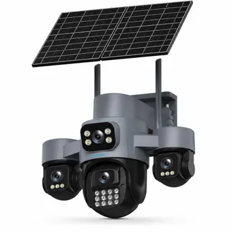 Cybernautt X16C 4G SIM Solar Security Camera, 4 Lens 4 View, 16MP 2K CCTV, Dual Solar Panels, 355° Pan 90° Tilt, Colour Night Vision, PIR Detection, Two-Way Audio, IP66, 128GB SD Support