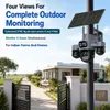 Cybernautt X16C 4G SIM Solar Security Camera, 4 Lens 4 View, 16MP 2K CCTV, Dual Solar Panels, 355° Pan 90° Tilt, Colour Night Vision, PIR Detection, Two-Way Audio, IP66, 128GB SD Support
