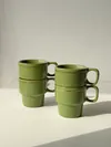 Heem Decor | Olea | Olive Green Stackable Ceramic Tea Cup Set of 4