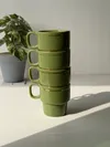 Heem Decor | Olea | Olive Green Stackable Ceramic Tea Cup Set of 4