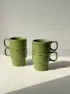 Heem Decor | Olea | Olive Green Stackable Ceramic Tea Cup Set of 4