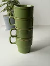 Heem Decor | Olea | Olive Green Stackable Ceramic Tea Cup Set of 4