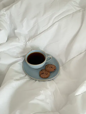 Heem Decor | Wave | Mist Blue Ceramic Coffee Cup & Snack Saucer Set