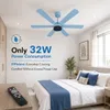 XUGA Jovian F6K Premium Smart 1200mm, BEE 5-star BLDC fan,6 Blade,Remote Ceiling fan for Home, 100% Copper Motor,Energy Saving, High Air Delivery, Aesthetic LED Light (Light Blue) (5 Year Warranty)