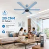 XUGA Jovian F6K Premium Smart 1200mm, BEE 5-star BLDC fan,6 Blade,Remote Ceiling fan for Home, 100% Copper Motor,Energy Saving, High Air Delivery, Aesthetic LED Light (Light Blue) (5 Year Warranty)