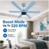 XUGA Jovian F6K Premium Smart 1200mm, BEE 5-star BLDC fan,6 Blade,Remote Ceiling fan for Home, 100% Copper Motor,Energy Saving, High Air Delivery, Aesthetic LED Light (Light Blue) (5 Year Warranty)