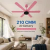 XUGA Jovian F6L Premium Smart 1200mm, BEE 5-star BLDC fan,6 Blade,Remote Ceiling fan for Home, 100% Copper Motor,Energy Saving, High Air Delivery, Aesthetic LED Light (Pink) (5 Year Warranty)
