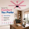 XUGA Jovian F6L Premium Smart 1200mm, BEE 5-star BLDC fan,6 Blade,Remote Ceiling fan for Home, 100% Copper Motor,Energy Saving, High Air Delivery, Aesthetic LED Light (Pink) (5 Year Warranty)