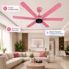 XUGA Jovian F6L Premium Smart 1200mm, BEE 5-star BLDC fan,6 Blade,Remote Ceiling fan for Home, 100% Copper Motor,Energy Saving, High Air Delivery, Aesthetic LED Light (Pink) (5 Year Warranty)