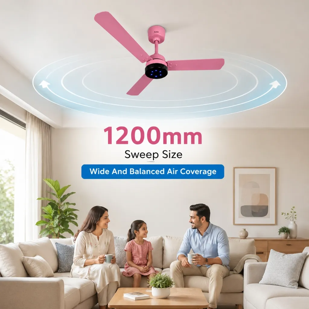 XUGA Aether F7L Smart 1200mm, BEE 5-star BLDC fan, Remote Ceiling fan for Home, 100% Copper Motor, Energy Saving, 28W Sleek Design, High Air Delivery, LED Light - Bypass Regulator(5 Year Warranty)