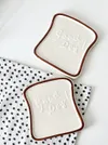 Heem Decor | Good Day | White & Brown Bread-Shaped Ceramic Plate Set of 2