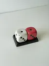 Heem Decor | Dice | Red & White Ceramic Salt & Pepper Shaker Set with Tray
