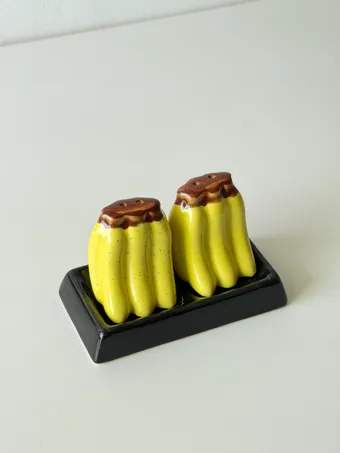 Heem Decor | Banana | Yellow Ceramic Salt & Pepper Shaker Set with Tray