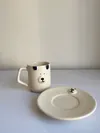Heem Decor | Bear Mug & Saucer | Cream Ceramic Mug with Matching Saucer