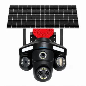 Cybernautt X16D 4G Dual Solar Security Camera | 16MP Four-Lens Outdoor PTZ Camera | 355° Pan 90° Tilt | 10X Zoom | Two-Way Audio | IP66 Waterproof | 12000mAh Battery | SD Card & Cloud Storage | All 3 Lens Mobile controlled rotation