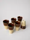 Heem Decor | Butterscotch | Brown & Cream Kulhad-Style Ceramic Tea Cup Set of 6