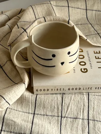 Heem Decor | Kitty Cat | Cream Ceramic Cat Mug