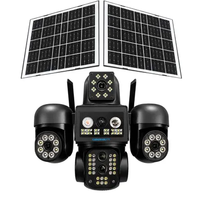 Cybernautt X16E 4G Dual Solar Security Camera, 16MP Four-Lens Outdoor CCTV Camera, 360° Pan 90° Tilt, 10X Zoom, Color Night Vision, Two-Way Audio, 12000mAh Battery, IP66 Waterproof, All 3 Lens Mobile controlled rotation