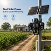 Cybernautt X16E 4G Dual Solar Security Camera, 16MP Four-Lens Outdoor CCTV Camera, 360° Pan 90° Tilt, 10X Zoom, Color Night Vision, Two-Way Audio, 12000mAh Battery, IP66 Waterproof, All 3 Lens Mobile controlled rotation