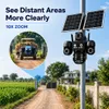 Cybernautt X16E 4G Dual Solar Security Camera, 16MP Four-Lens Outdoor CCTV Camera, 360° Pan 90° Tilt, 10X Zoom, Color Night Vision, Two-Way Audio, 12000mAh Battery, IP66 Waterproof, All 3 Lens Mobile controlled rotation