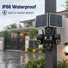 Cybernautt X16E 4G Dual Solar Security Camera, 16MP Four-Lens Outdoor CCTV Camera, 360° Pan 90° Tilt, 10X Zoom, Color Night Vision, Two-Way Audio, 12000mAh Battery, IP66 Waterproof, All 3 Lens Mobile controlled rotation