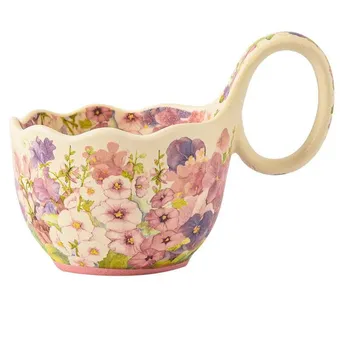 Heem Decor | Blush Bouquet Loop Bowl | French Floral Ceramic Soup Bowl
