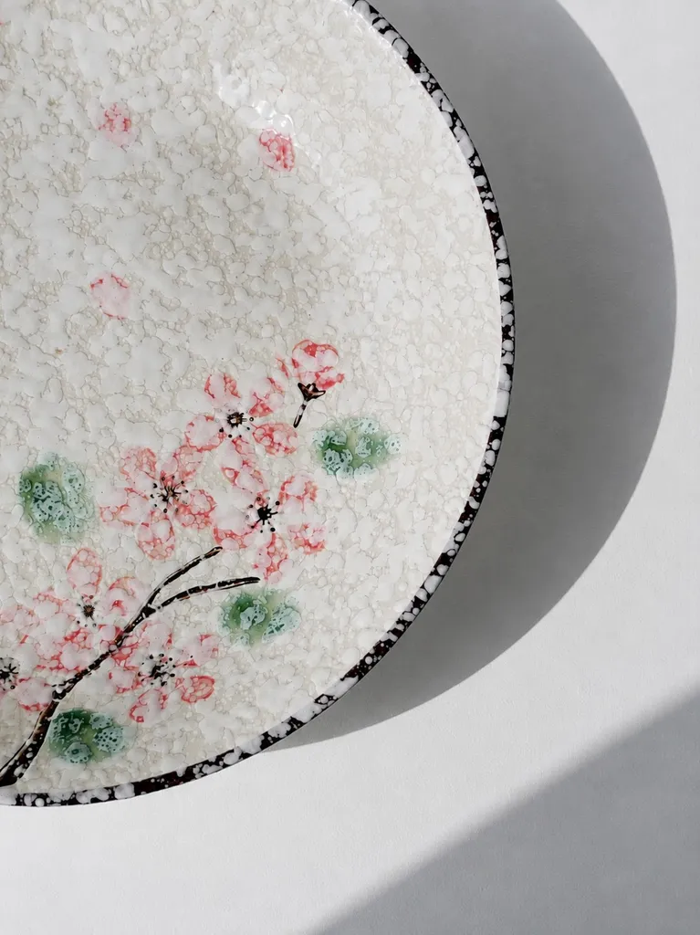 Heem Decor | Sakura Plate | Japanese-Inspired Cherry Blossom Deep Ceramic Dinner Plate